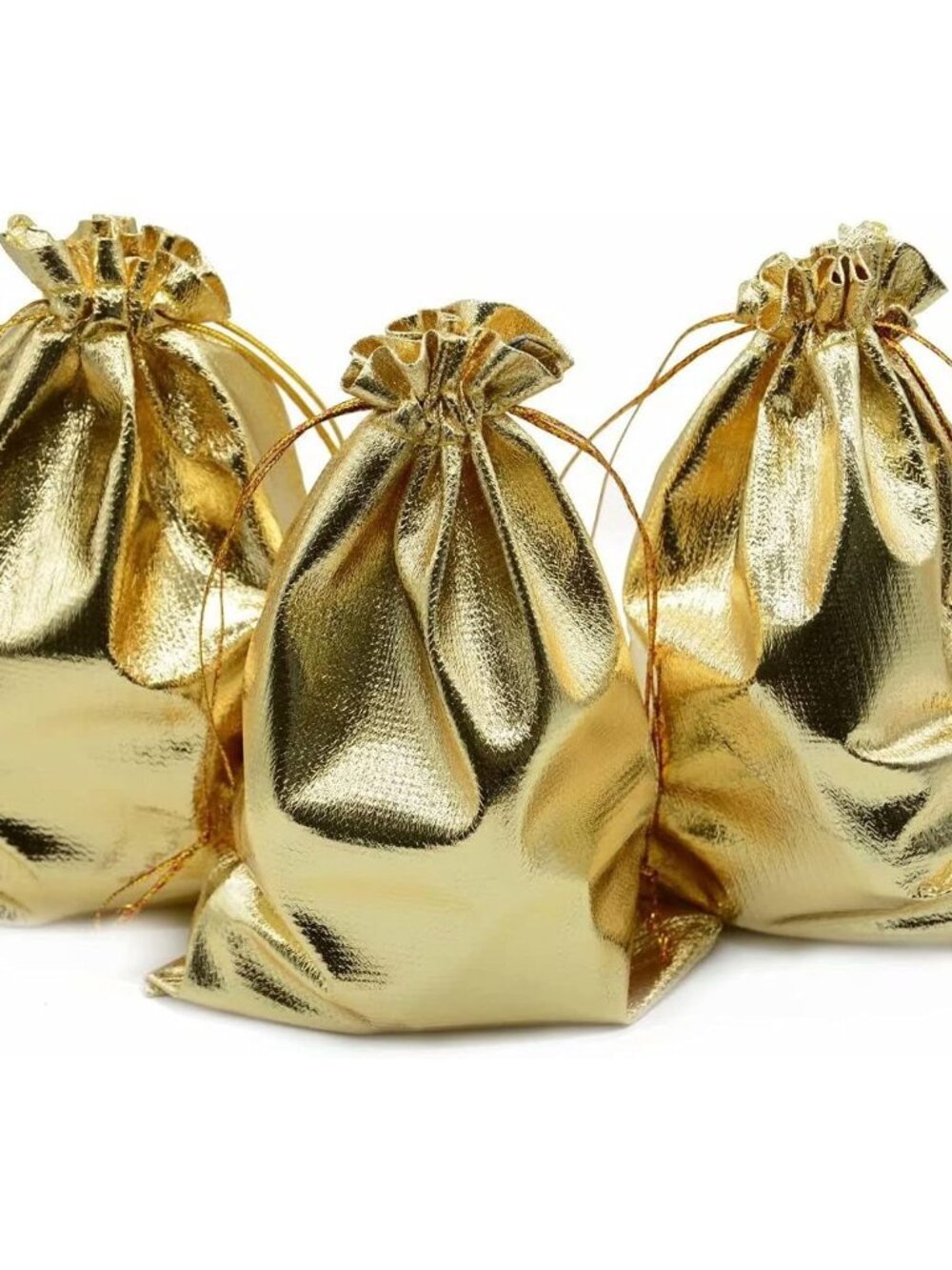 100 Pcs Gold Drawstring Gift Bags, Jewelry Candy Goodie Bag